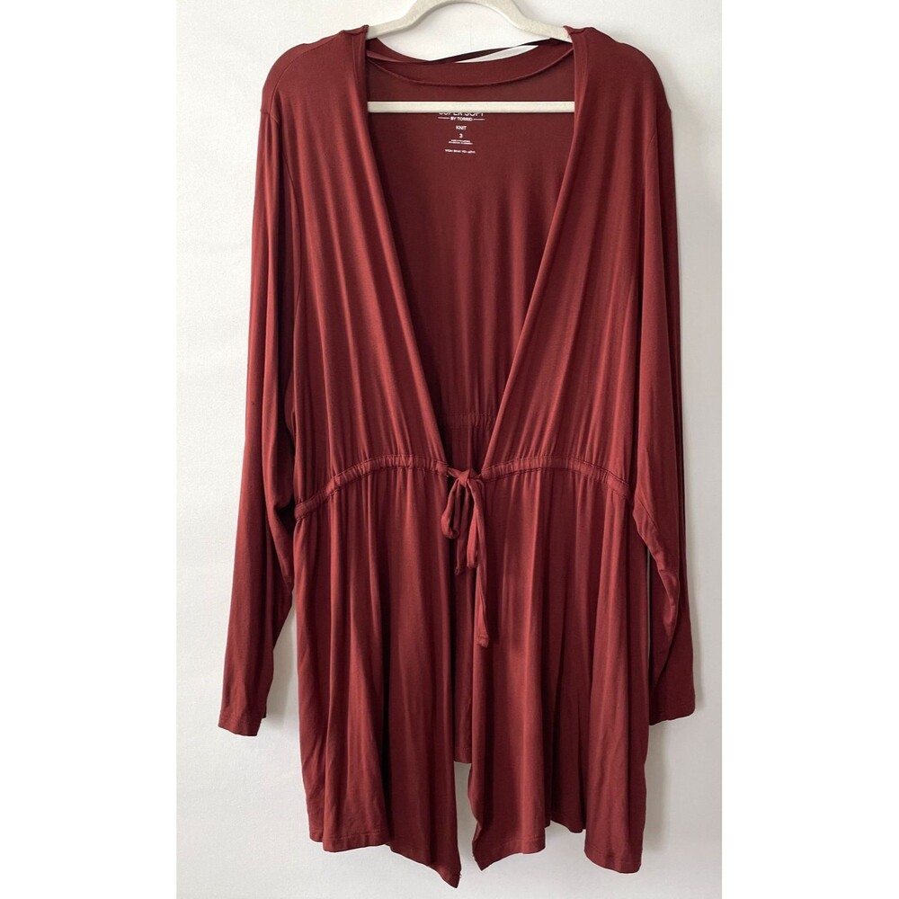 Torrid Super Soft Open Front Tie Waist Long Sleeve Cardigan Rust Size 3X -dmpv